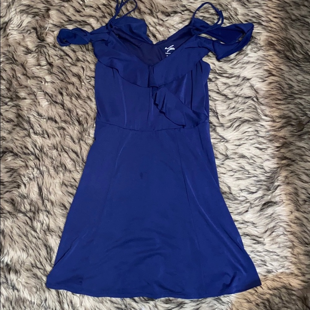 Blue off the shoulder dress